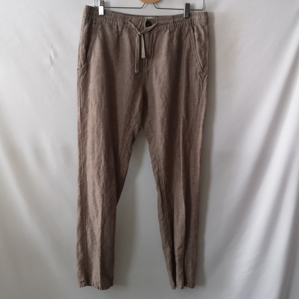 Women's Projek Raw Casual Pants Taupe Size Medium Zipper & Draw String 55% Linen